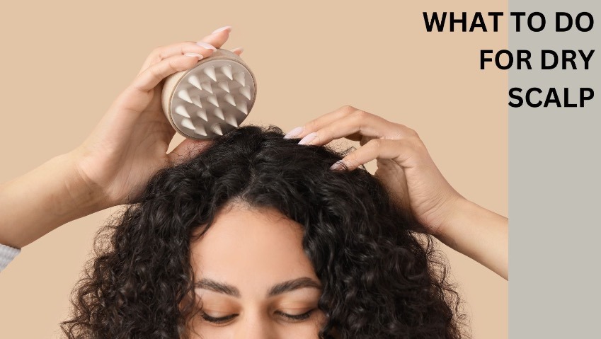 woman with scalp massager